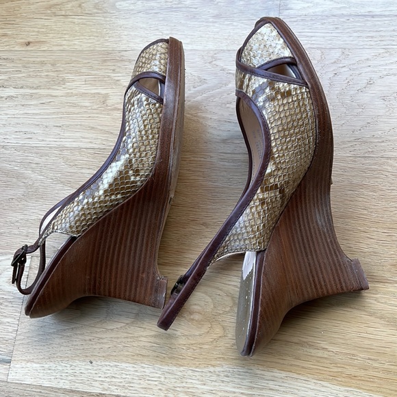 Women’s Cole Haan Slingback Wedge Heel Peeptoe Snakeskin. Size 8.5. - Picture 5 of 7
